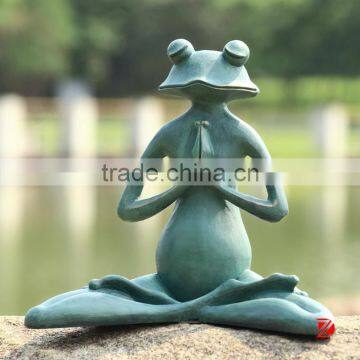 Sitting Bronze Frog Statue for Lake Decor