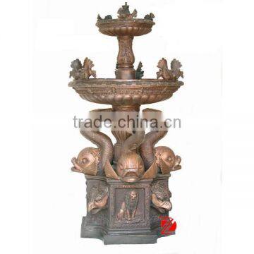 Bronze abstract eagle head and fish fountain sculpture