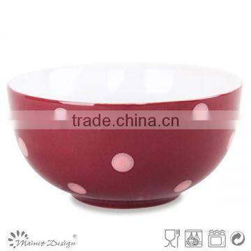 Solid Glaze Ceramics Cereal Bowl With Dot photo-3