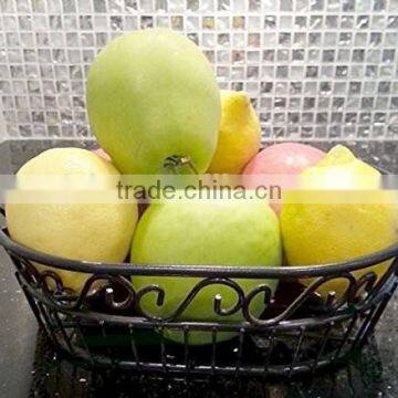 Scroll Design Oval Metal Wire Fruit Bowl/Bread Basket-Matte Black-9" photo-2