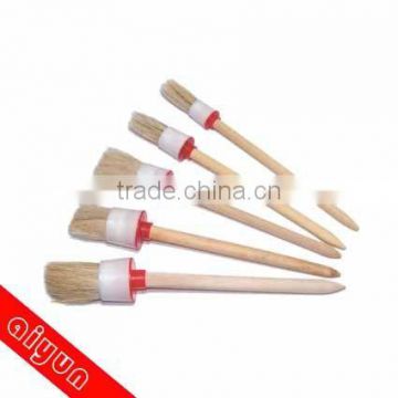 5pcs round paint brush set pig hair bristles wooden handle R2