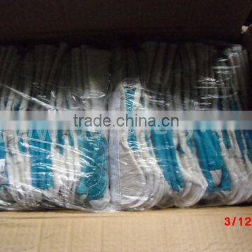 DDSAFETY Double Palm Leather Work Glove Reinforced Blue Leather Palm White Cotton Back photo-2