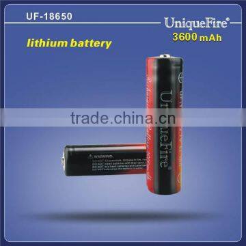 high quality 3600mAh uniquefire li-ion rechargeable battery 18650