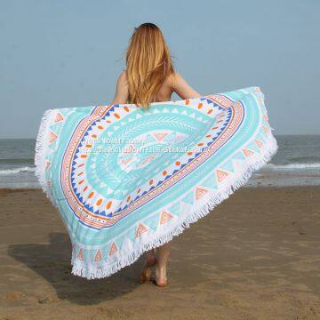 China Manufacture Custom Microfiber Round Beach Towel With Tassels photo-2