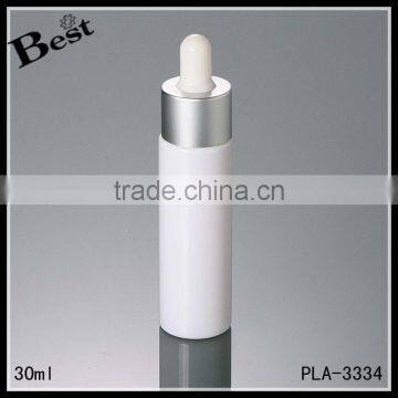 wholesale promotion cosmetic beard oil perfume white PP 30ml aluminum plastic dropper bottle