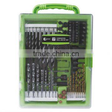 108pcs metal drill,wood drill and masonry drill set in blow mold case