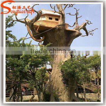 Newest Design China Supplier Large Outdoor Plastic Leaves Wooden Artificial Tree House for Sale photo-5