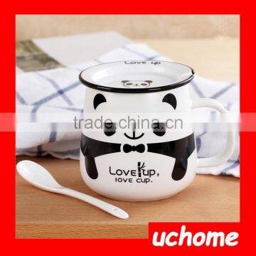 UCHOME High Quality Cartoon Ceramic Coffee Tea Milk Breakfast Cup Mug With Lid photo-5