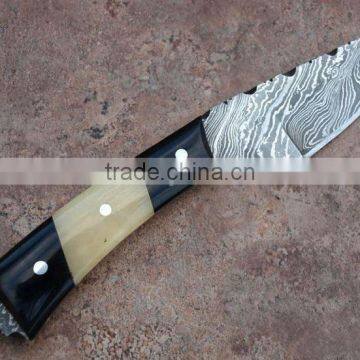 CUSTOM HAND MADE DAMASCUS STEEL KNIVES 8 INCH OVERALL 3.25 INCH DX BLADE BONE & HORN HANDLE