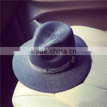 Metal Standard British Wind Spring/summer Days Pure Color Printing Letters Straw Hat Female Temperament Sunshade Little Hat photo-2