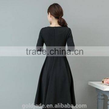 2016 Customized Manufacture Fashionable Wholesale Women Plain Color Dress Long-sleeve Spring Autumn Ladies Dress photo-4