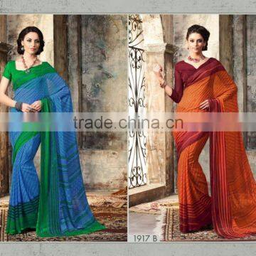 Chiffon Printed Designer Saree in 2 Different color