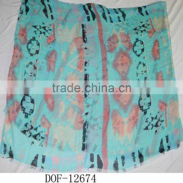 Fashion Rayon Hot Print Geometric Rhombus Scarf for Lady photo-2