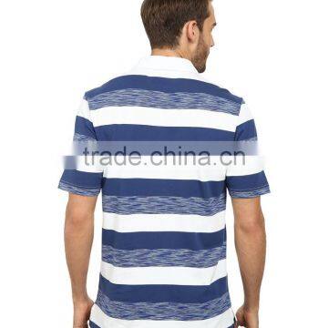 Custom Cheap Blue Striped Polo Shirts for Mens Slim Fit