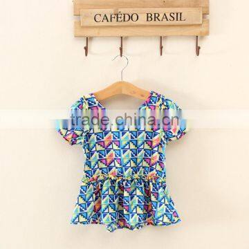 2017 Newest Style Cheap Short Sleeve Cute Blue Baby Girls Suits Summer Girls Dress 2 Piece T-shirt and Pants 2-7 Years Old photo-2