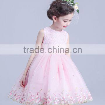 Sleeveless Flowers Girl Wedding Elegant Satin O-neck Kids Dress Waist Bow Flower Dresses photo-5