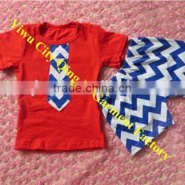 Patriotic Clothing Baby Navy Blue Tie Shirt With Chevron Short Sets Wholesale Baby Outfits