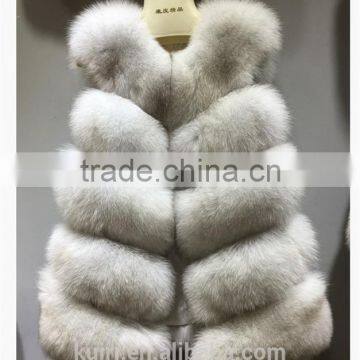 2016 Real Fox Fur Vest Women's Fox Fur Waistcoat Fur Outwear Short Slim Design
