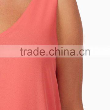 Latest Gorgeous Sleeveless Basic Coral Chiffon Maternity Dress for Women