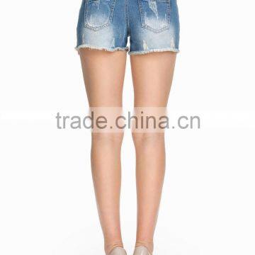 Latest Fashion Design Stone Washed Shorts Women/sexy Denim Shorts With Trim photo-4