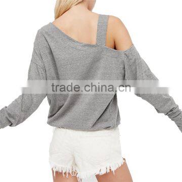 2017 OEM Women Daliy Clothing Comfy One Cold Shoulder Loose Blouse photo-6