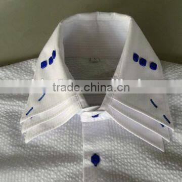 Solid White French Cuff Latest Design Men's Dress Shirt Dobby 100% Cotton photo-2