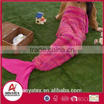rope net purple knitted mermaid tail blanket