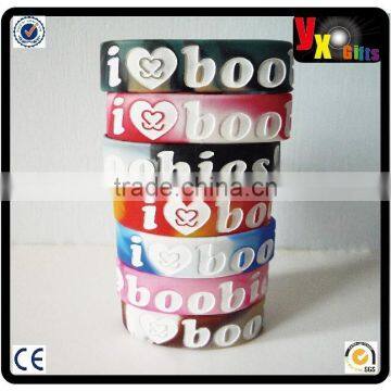 Silicone Rubber Bracelet Wristband I love BooBie 2 pcs/decorating ideas