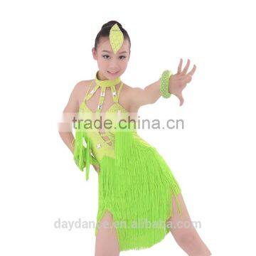 Professional Girls Kids Latin Dance Wear Children Fringed Latin Salsa Performance Dresses photo-4