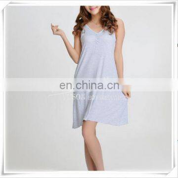 Ladies 95%Bamboo 5%Spandex Sleeveless Melange Color Nightwear Padded Pajamas photo-3