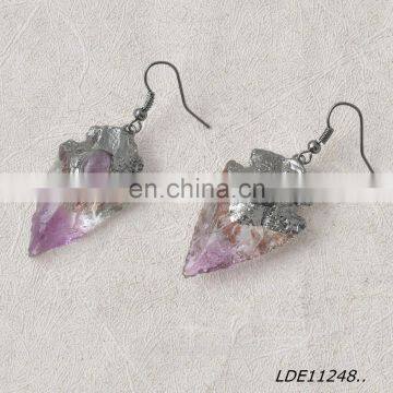 Fashionable Simple Arrowhead Crystal Earrings Purple Arrows Stone Earring photo-2