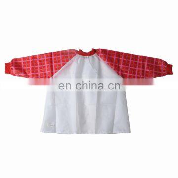 Red Sleeve White Colour 100% Polyester Children Smock