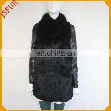 2014 NEW fashion design warm rabbit fur leather jacket