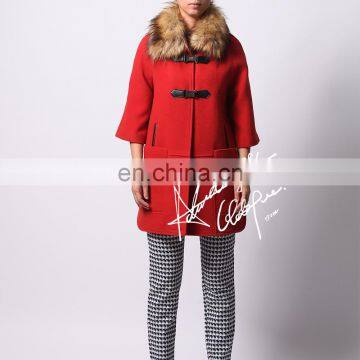 women ponchos winter woman wool coat with fur lady wool poncho coat