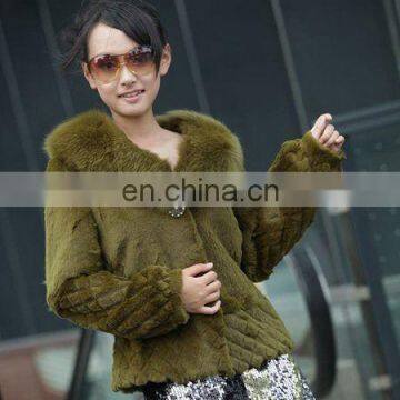 Sheered Rabbit Fur Coat With Fox Fur Collar