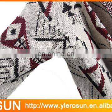 Acrylic Geometric Print Drape Long Knit Cardigan For Women photo-6