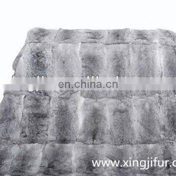 Natural chinchilla rabbit fur blanket for sofa