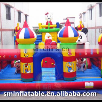 2016manufacturer professional production PVC inflatable enterrtainment castle inflatable plastic slide inflatable bluncer