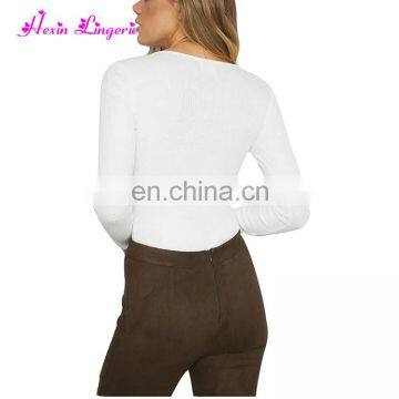 High Quality Long Sleeves Knitting v Neck White Women Jumpsuits and Rompers photo-3