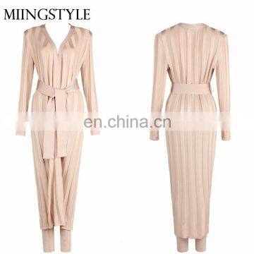 oem two piece women suit bandage pink jumpsuits women 2017