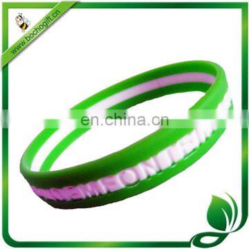 3 colors-ringed silicone bracelet with debossed logo