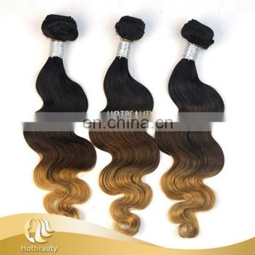 Wholesale 3 Tone Color 1b#/ 4#/ 27# body wave peruvian hair 3 tone color ombre hair 14"-28" available