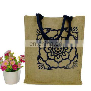 Jute Hessian Eco Reusable Shopping Bag with Zipper Wholesale