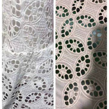 quality  pure 100% cotton fabric white lace embroidery