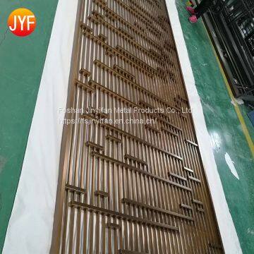 Foshan Factory Home Decoration Gold Finish Stainless Steel Room Divider Laser Cut Decorative Metal Screens photo-3