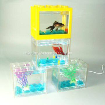 Acrylic Fish Tank Aquarium  Office Mini Cuboid Fish Tank Cylinder Round Acrylic coffee table Betta Fish Tank