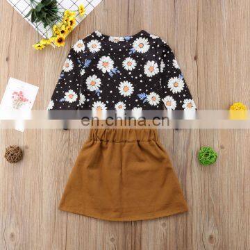 New Fashion Toddler Kid Baby Girl Long Sleeve Flower Top Tutu Skirt Outfit Clothing Set Sunflower Clothes photo-2