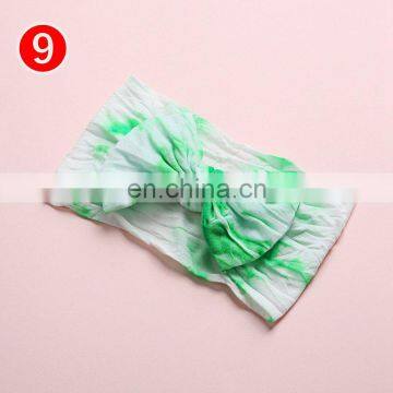New Tie Dye Prints Nylon Baby Headbands Tie Dye Hair Bows Nylon Headband Turban Colorful Print Kids Girls Hair Accessories