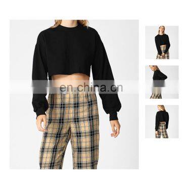 Long Sleeves Women Crop Top Hoodie, Street Wear Sweatshirts