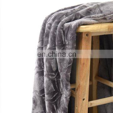 2020 Winter Trending Home Textiles Polyester Printed Dark Grey Flannel Fleece Brushed Blanket photo-3